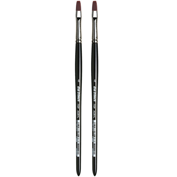 TOP-ACRYL Bright Red-Brown Brush, Synthetic, Acrylic & Oil, Flat, Series 7185K, Size 4, Pack of 2