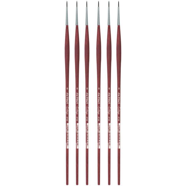 COLLEGE Student Brush, Synthetic, Acrylic & Oil, Round, Series 8730, Size 0, Pack of 6
