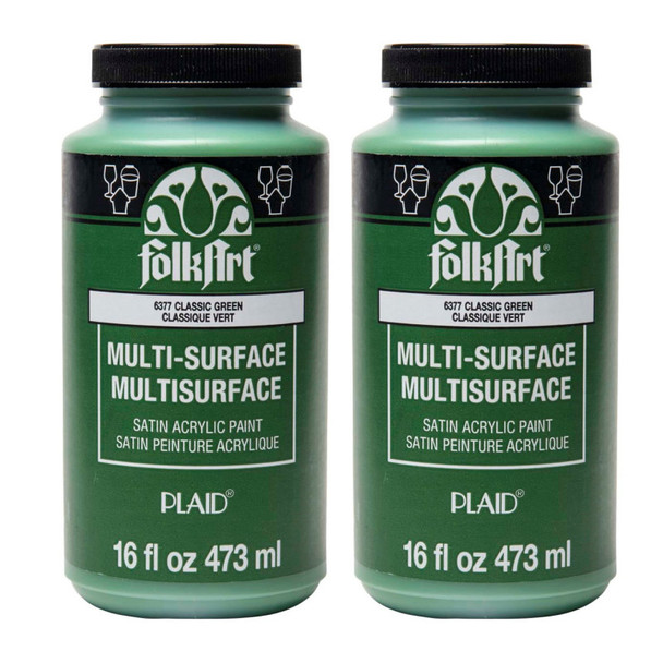 Acrylic Paint Multi-Surface Satin, 16oz., Classic Green, Pack of 2