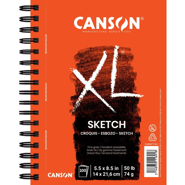 XL Series Sketch Pad, Side Wire Binding, 100 Sheet, 5.5x8.5 inch, 1 Count
