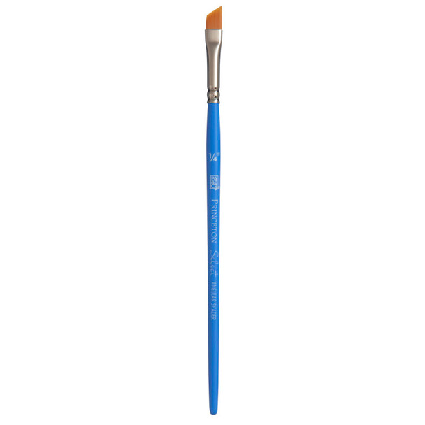 Select Artiste Angle Shader Brush, Synthetic Bristles, Short Handle Mixed Media Paintbrush, Jewel Blue, Size 1/4 inch, 1 Count