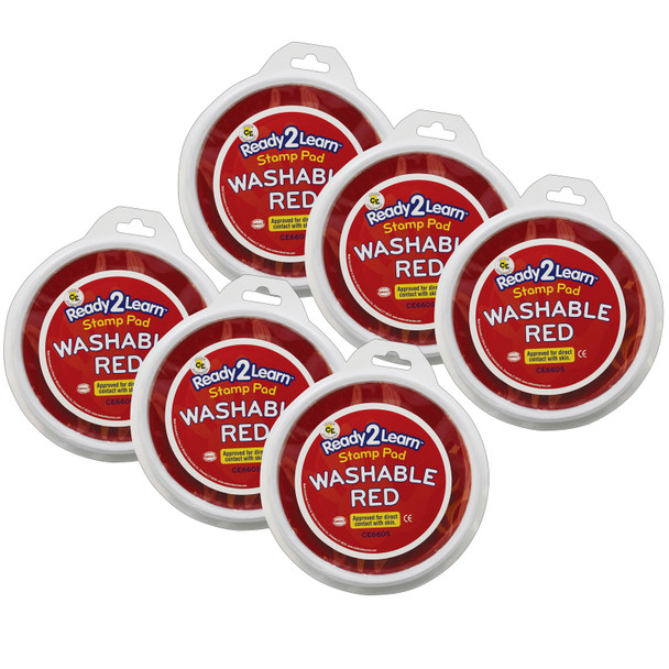 Jumbo Circular Washable Stamp Pad - Red - 5.75" dia. - Pack of 6 - CE-6605BN