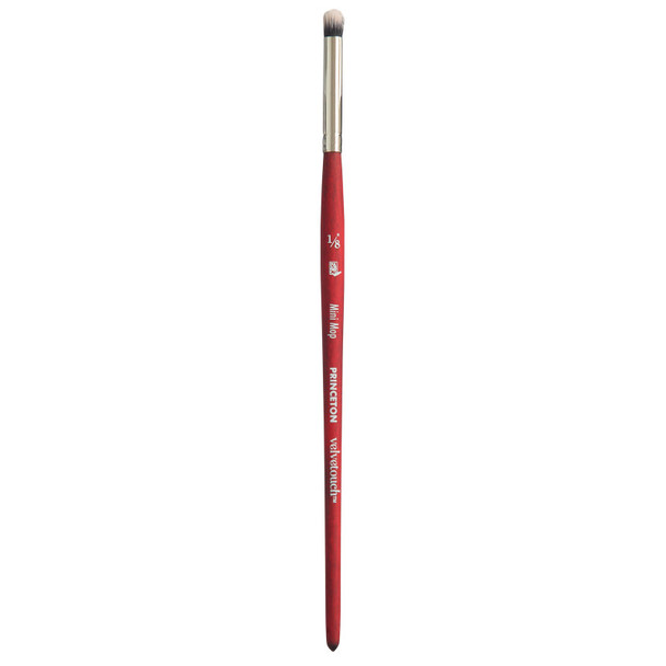 Velvetouch Mini Mop Brush, Synthetic Bristles, Short Handle Mixed Media Paintbrush, Scarlet, Size 1/8 inch, 1 Count