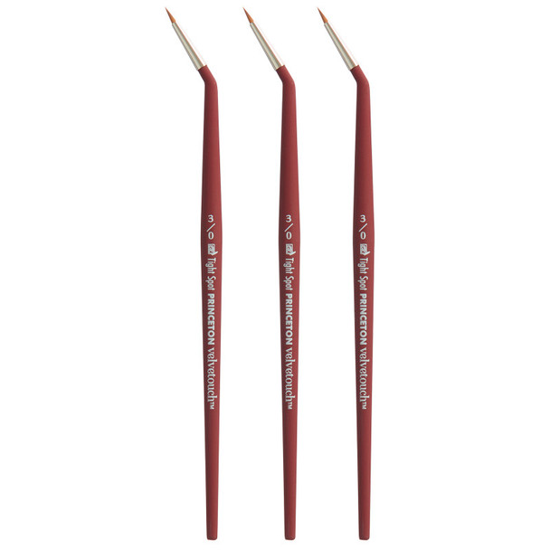 Velvetouch Minitightspt Brush, Synthetic Bristles, Short Handle Mixed Media Paintbrush, Scarlet, Size 3/0, Pack of 3