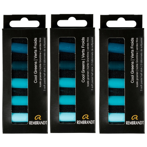 Soft Pastels Micro Sets, Cool Greens Per Set, 5 Half Sticks, 3 Sets