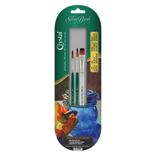 Crystal™ Golden Taklon Basic Watercolor Set, 3 Brushes