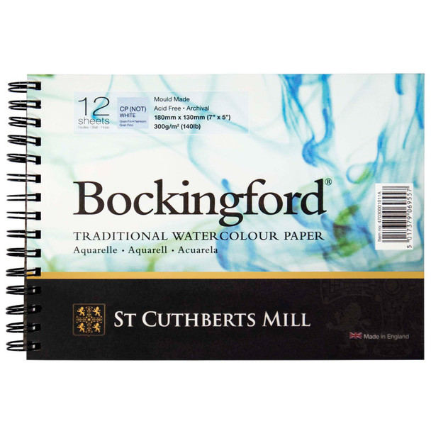 Bockingford Watercolor Pad, Cold Pressed, Spiral Binding, 140lb/300gsm, 12 Sheet, 5x7 inch, 1 Count