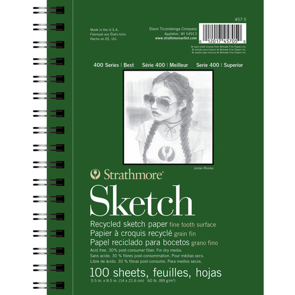 400 Series Sketch Pad, Recycled, Side Wire Binding, 100 Sheet, 5.5x8.5 inch, 1 Count 400 Series Sketch Pad, Recycled, Side Wire Binding, 100 Sheet, 5.5x8.5 inch, 1 Count