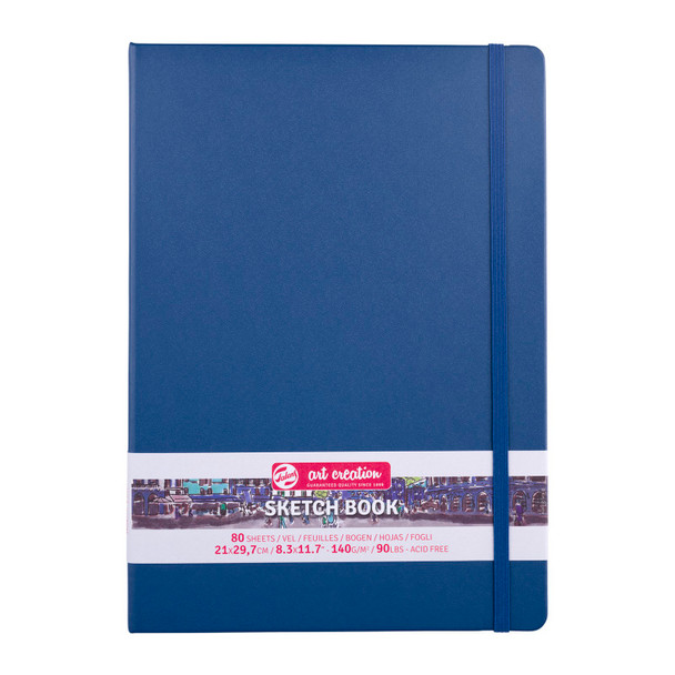 Sketchbook, 80 Sheets, 90lbs, Navy Blue Cover, 8.3" x 11.7" (A4)