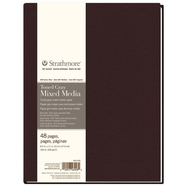 400 Series Art Journal Mixed Media Paper, Toned Gray, Hardbound Binding, 96 Page/48 Sheet, 8.5x11 inch, 1 Count 400 Series Art Journal Mixed Media Paper, Toned Gray, Hardbound Binding, 96 Page/48 Sheet, 8.5x11 inch, 1 Count