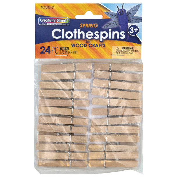 Spring Clothespins, Natural, 1.75", 24 Pieces