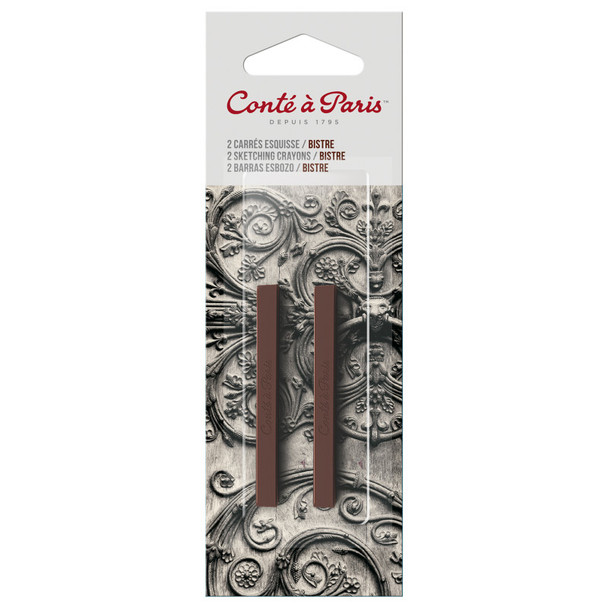Carrés Esquisse Sketching Pastel Crayons, Bistre (2340-01), Pack of 2