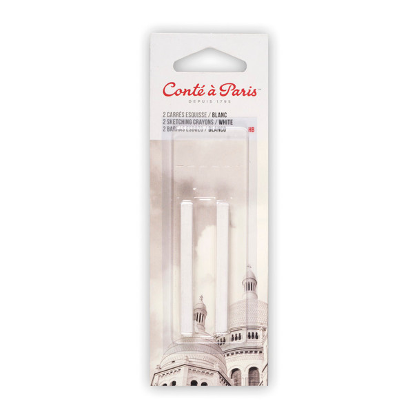 Carrés Esquisse Sketching Pastel Crayons, White HB, Pack of 2