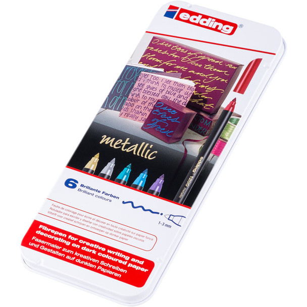 1200 Series Metallic Markers, Assorted Colors, Set of 6