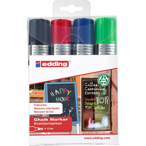 4090 Series Chalk Marker, Assorted Colors, Set of 4