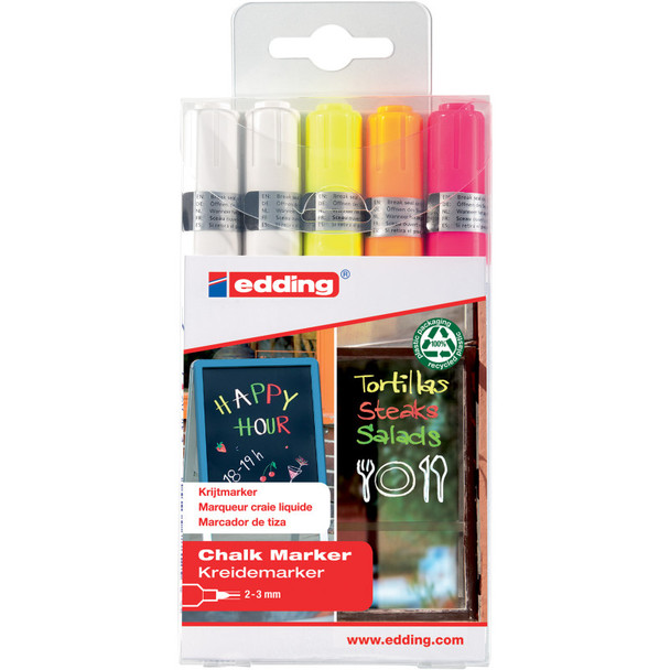 4095 Series Chalk Marker, Assorted Colors, Set of 5
