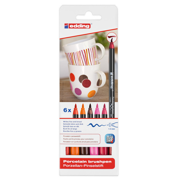 4200 Series Porcelain Brush Pen, Warm Colors, Set of 6