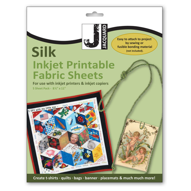 Silk Inkjet Printable Fabric Sheets, 8.5" x 11", Pack of 5