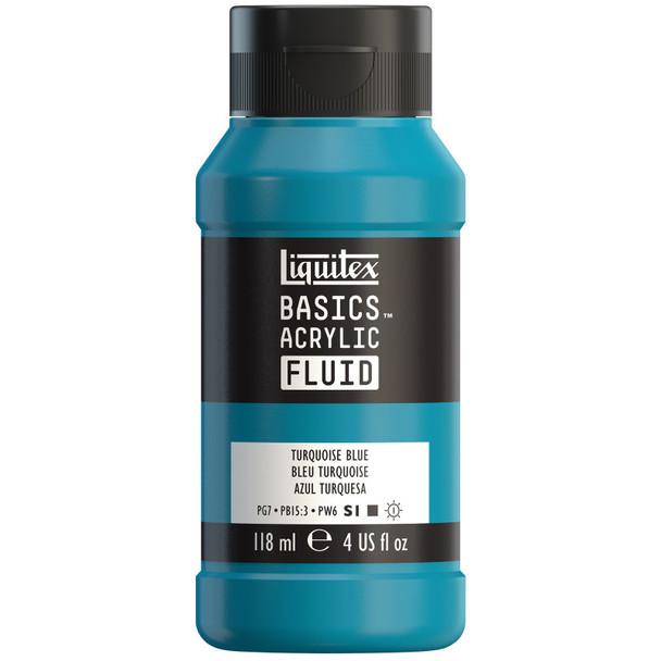 BASICS Acrylic Fluid, 118 mL Bottle, Turquoise Blue