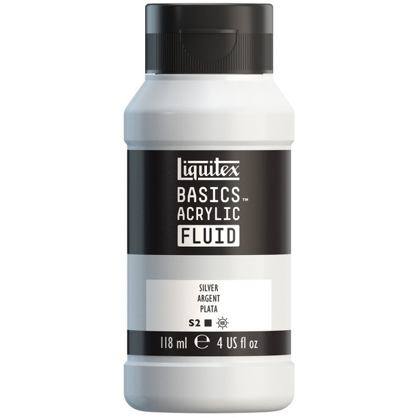 BASICS Acrylic Fluid, 118 mL Bottle, Silver