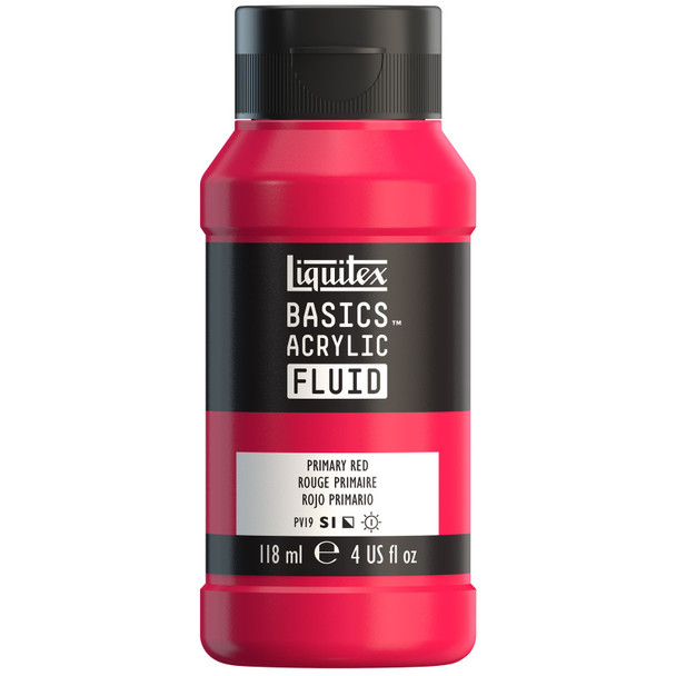 BASICS Acrylic Fluid, 118 mL Bottle, Primary Red