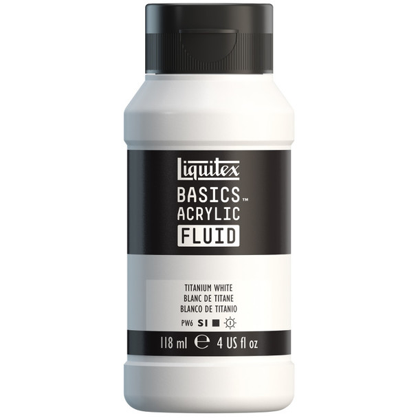 BASICS Acrylic Fluid, 118 mL Bottle, Titanium White
