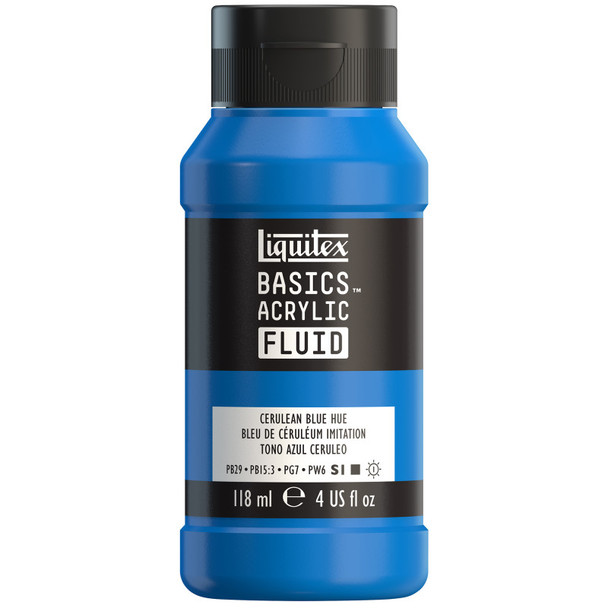 LQ BASICS Acrylic Fluid 118ml Bottle -  Cerulean Blue Hue LQ BASICS Acrylic Fluid 118ml Bottle -  Cerulean Blue Hue