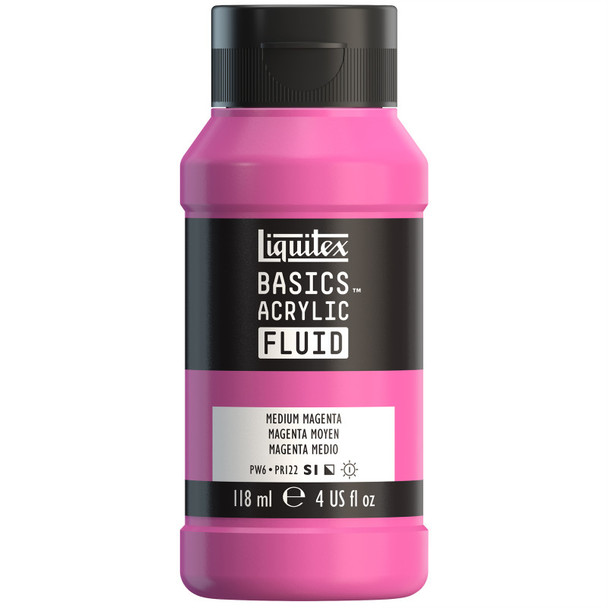LQ BASICS Acrylic Fluid 118ml Bottle -  Medium Magenta LQ BASICS Acrylic Fluid 118ml Bottle -  Medium Magenta
