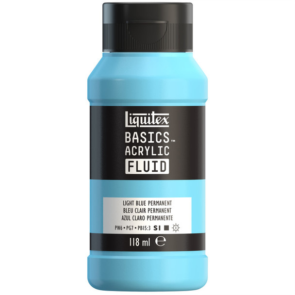 LQ BASICS Acrylic Fluid 118ml Bottle -  Light Blue Permanent LQ BASICS Acrylic Fluid 118ml Bottle -  Light Blue Permanent