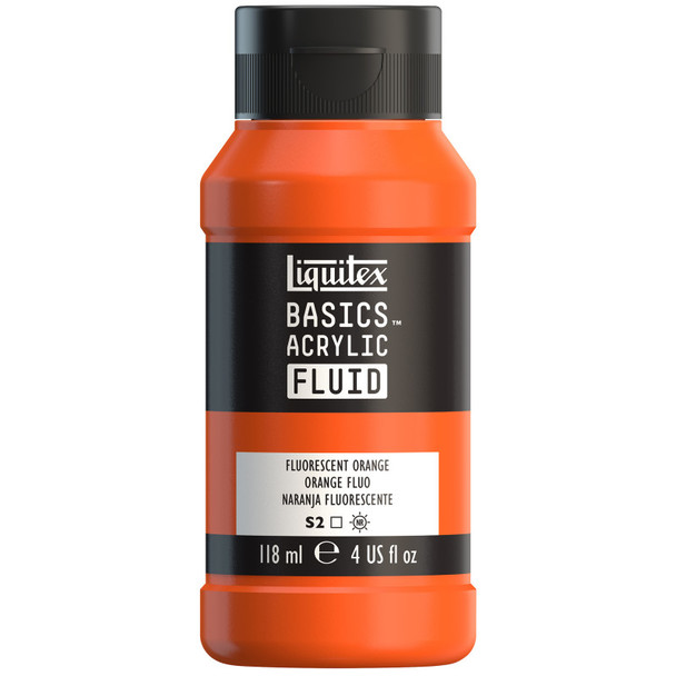 LQ BASICS Acrylic Fluid 118ml Bottle -  Fluorescent Orange LQ BASICS Acrylic Fluid 118ml Bottle -  Fluorescent Orange