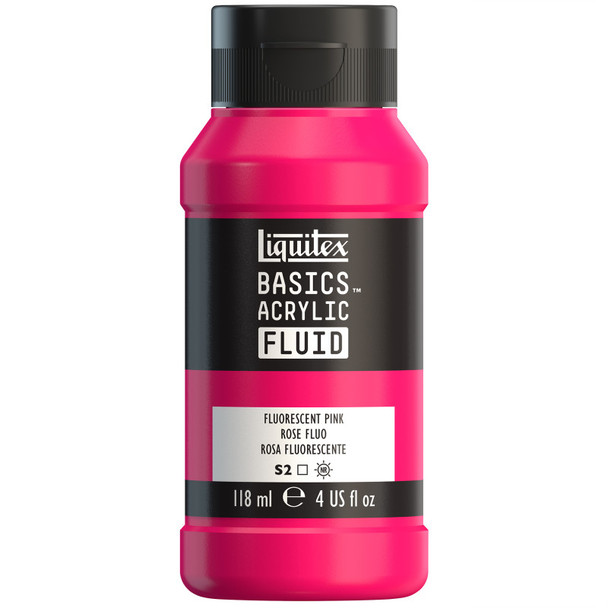 LQ BASICS Acrylic Fluid 118ml Bottle -  Fluorescent Pink LQ BASICS Acrylic Fluid 118ml Bottle -  Fluorescent Pink