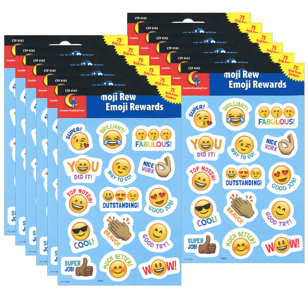 Emoji Rewards Stickers 75 Per Pack, 12 Packs