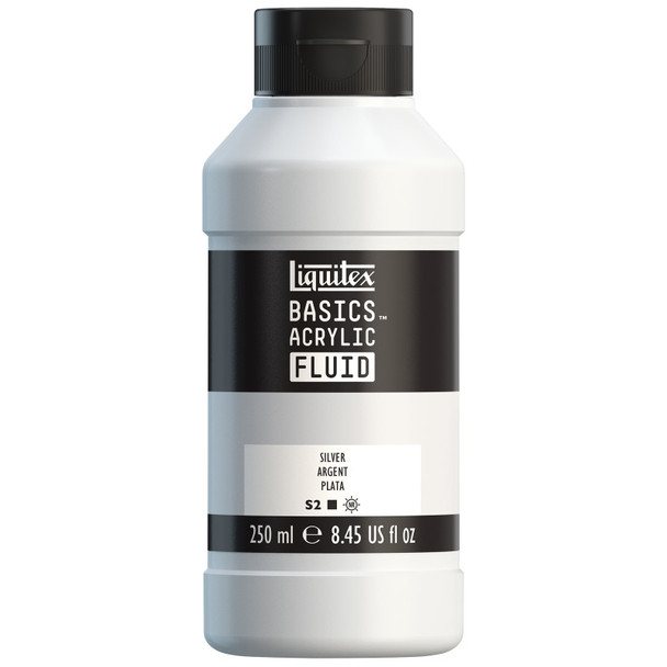BASICS Acrylic Fluid, 250 mL, Bottle, Silver