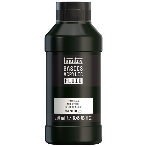 LQ BASICS Acrylic Fluid 250ml Bottle -  Ivory Black LQ BASICS Acrylic Fluid 250ml Bottle -  Ivory Black