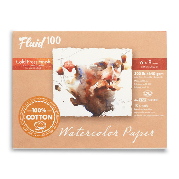 Fluid™ 100 Cold Press Watercolor Paper Block, 300lb.