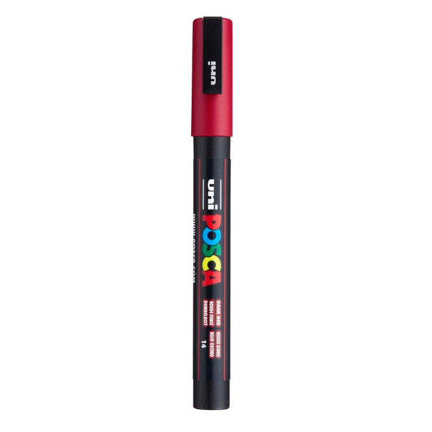 uni® POSCA PC-3M Water-Based Paint Markers, Reversible Fine Tip (0.9-1.3mm), Dark Red