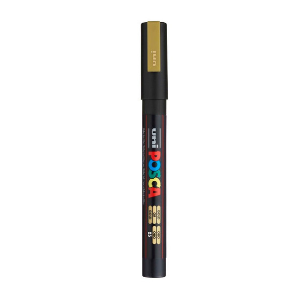 uni® POSCA PC-3M Water-Based Paint Markers, Reversible Fine Tip (0.9-1.3mm), Gold