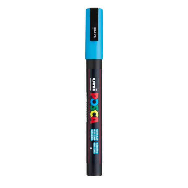 uni® POSCA PC-3M Water-Based Paint Markers, Reversible Fine Tip (0.9-1.3mm), Light Blue