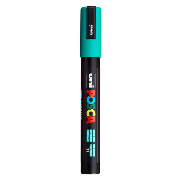 uni® POSCA PC-5M Water-Based Paint Markers, Reversible Medium Tip (1.8-2.5mm), Emerald Green