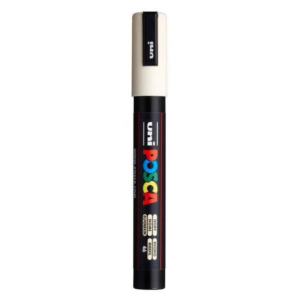 uni® POSCA PC-5M Water-Based Paint Markers, Reversible Medium Tip (1.8-2.5mm), Ivory