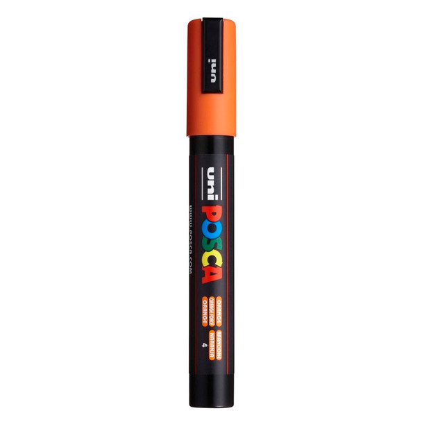 uni® POSCA PC-5M Water-Based Paint Markers, Reversible Medium Tip (1.8-2.5mm), Orange