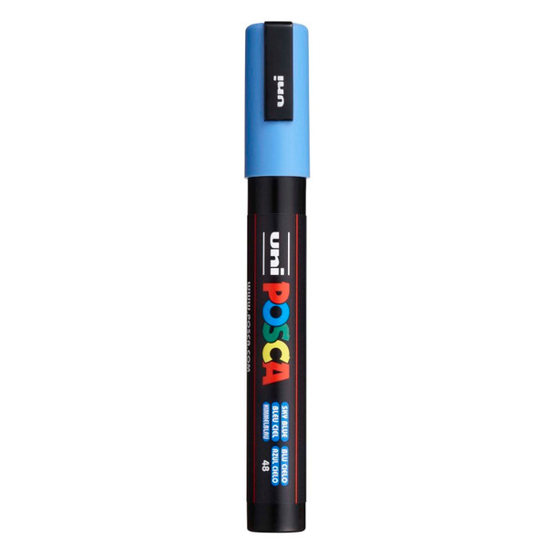 uni® POSCA PC-5M Water-Based Paint Markers, Reversible Medium Tip (1.8-2.5mm), Sky Blue