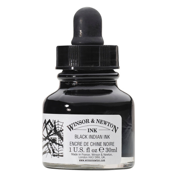Draw Ink 30ml bottle - Black Dropper Cap