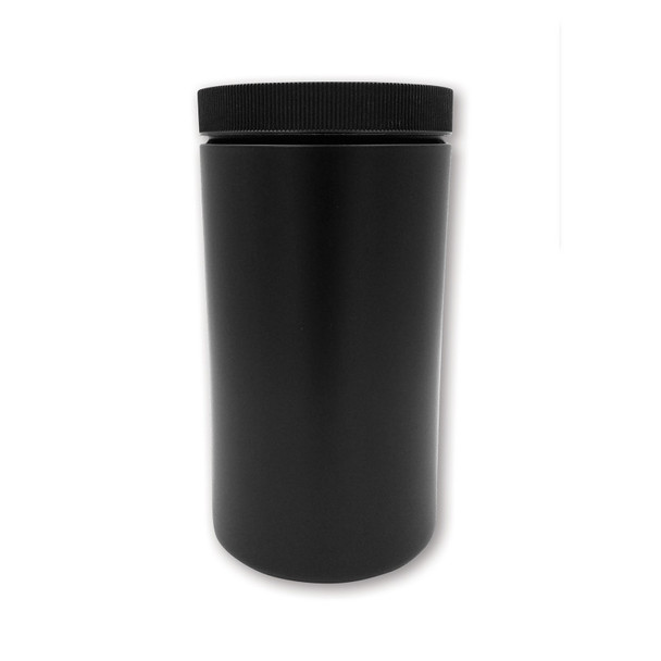 Plastic Wide-Mouth Jar With Lid, 32 oz, Black