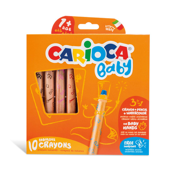 BABY Crayons 3 in 1 + Sharpener - 10 Pieces