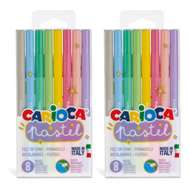 Pastel Washable Felt Tip Pens, 8 Per Pack, 2 Packs