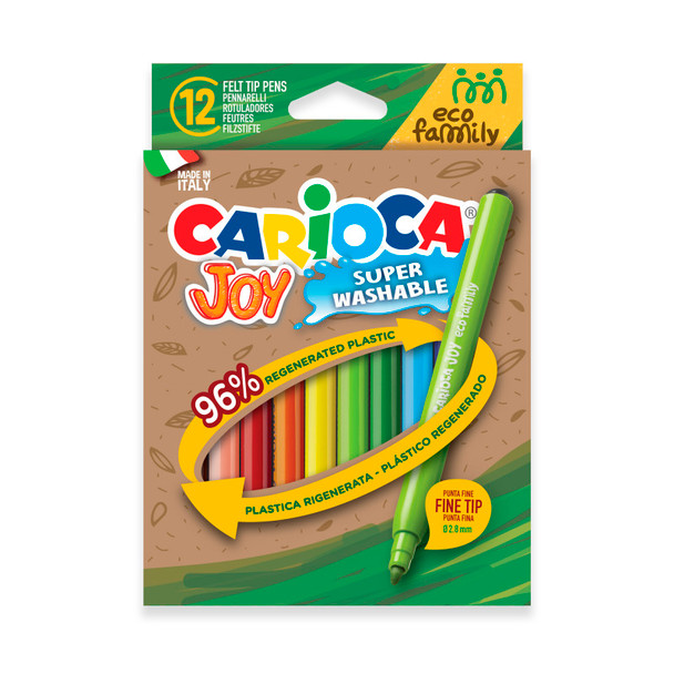 Eco Family Joy Fine Tip Washable Felt Tip Pens - 12 Pieces