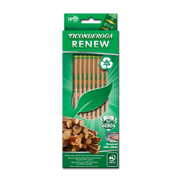 Ticonderoga Renew Recycled Wood No. 2 Pencils, Pack of 120