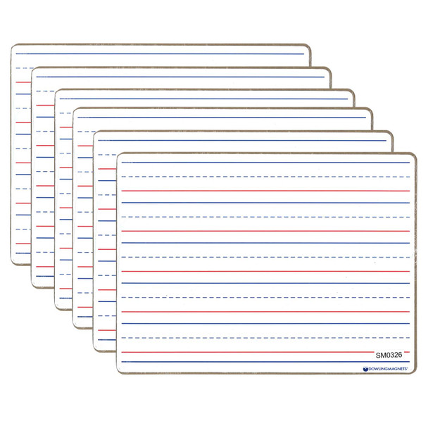 Double-sided Magnetic Dry-Erase Board, Line-Ruled/Blank, Pack of 6