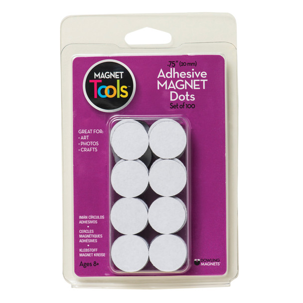 Adhesive Magnet Dots, 3/4", 100 Per Pack, 6 Packs - DO-735007BN
